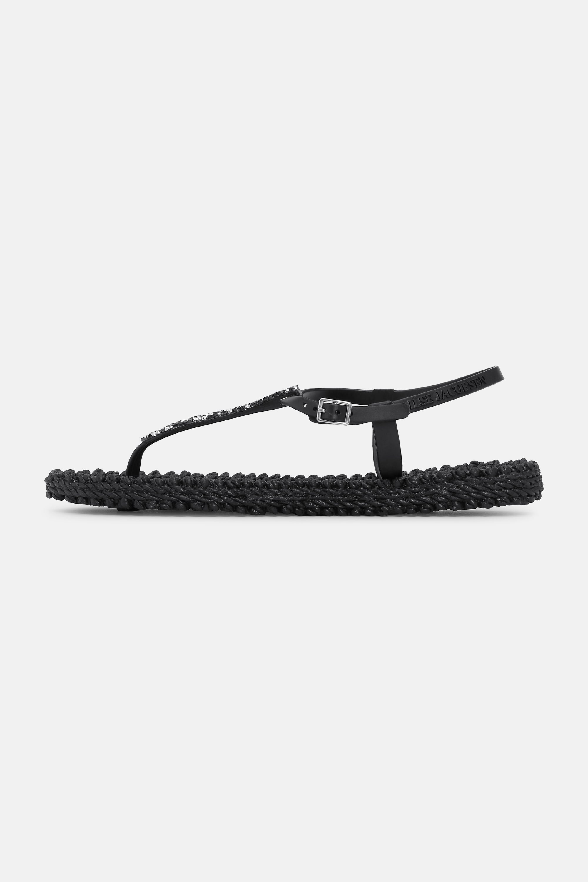 Flip Flops With Rhinestones - Black